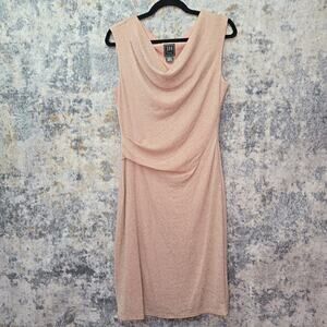 JH Evenings Dress Womens 12 Pink Metallic Shimmer Sleeveless Cowl Neck Party